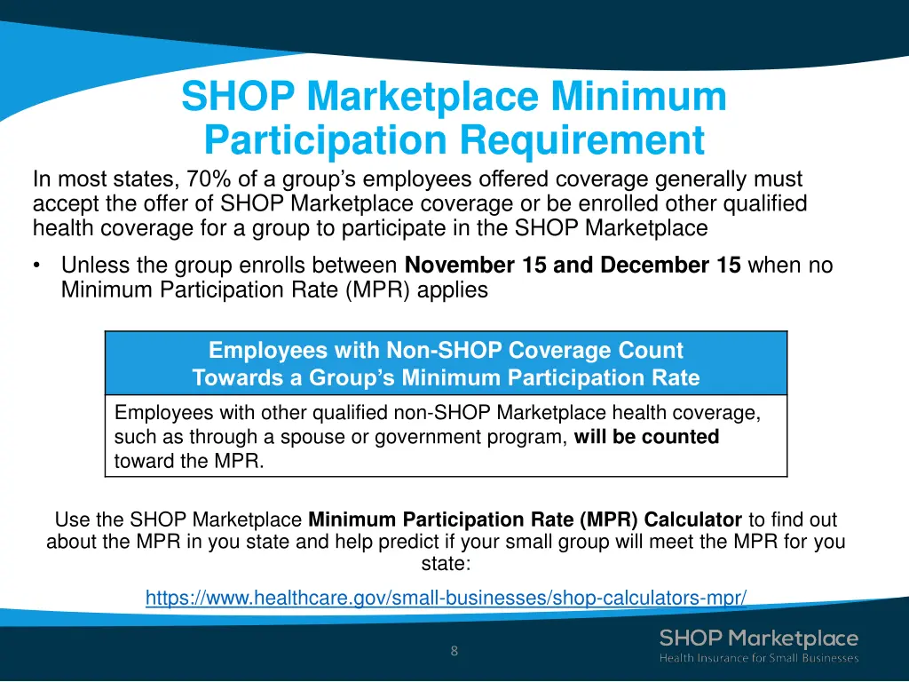 shop marketplace minimum participation