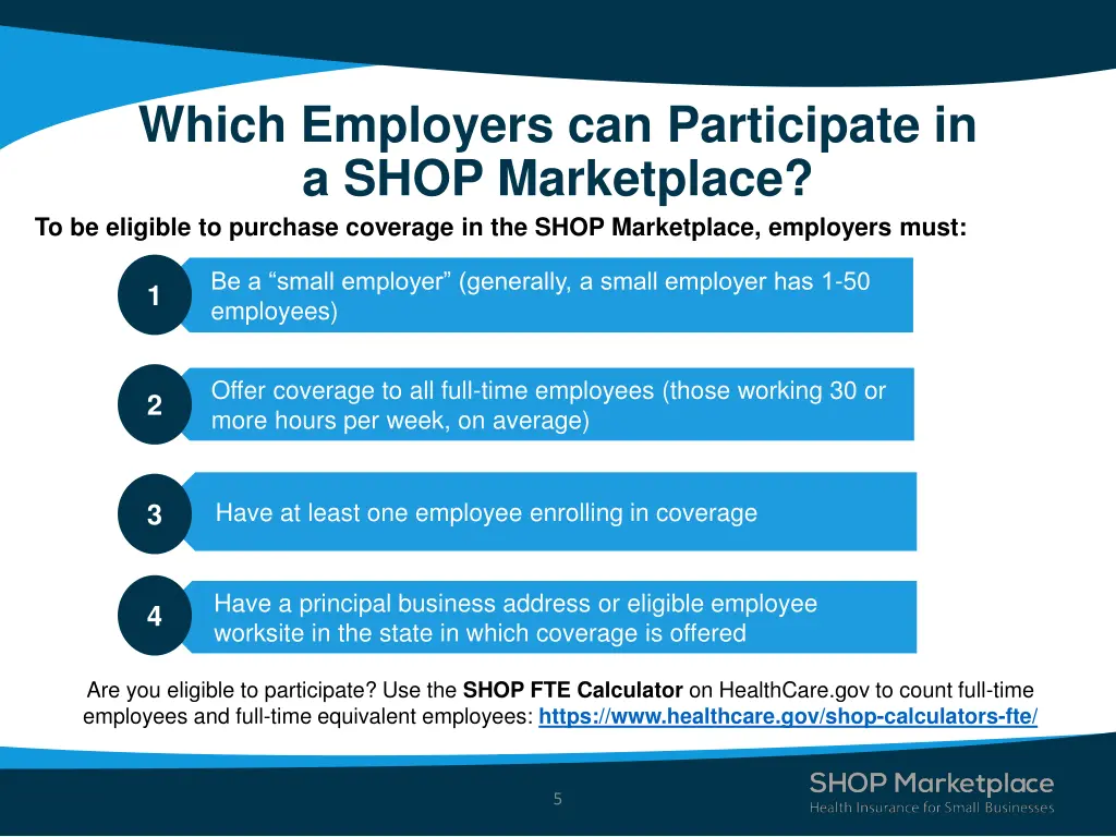 which employers can participate in a shop