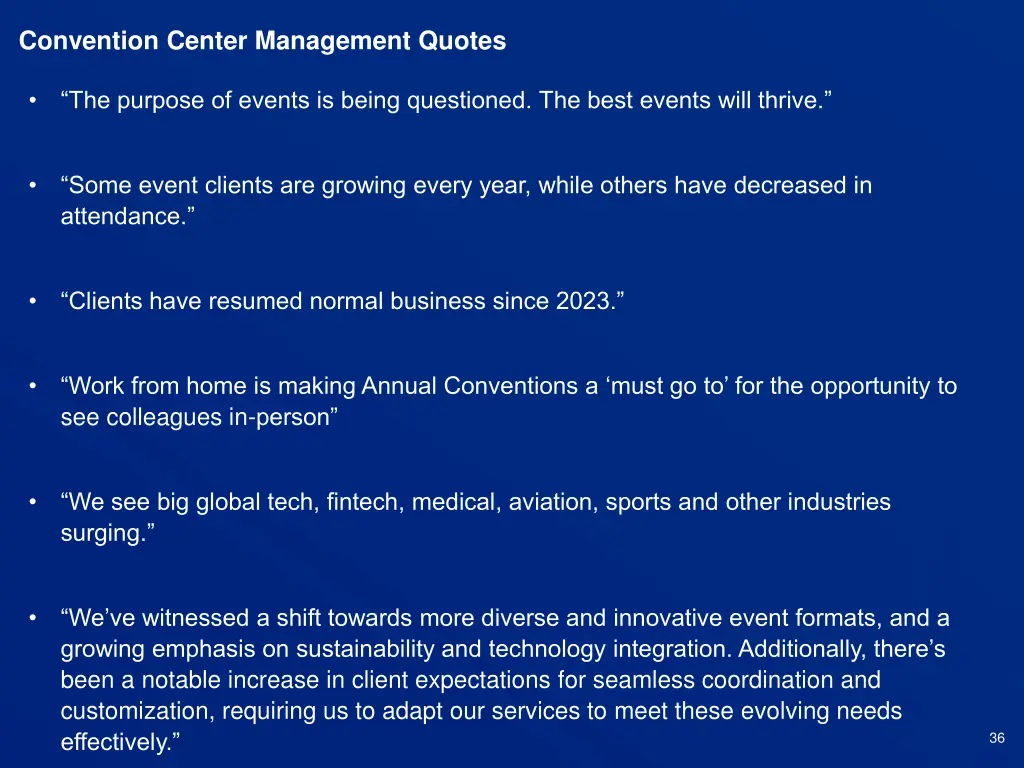 convention center management quotes