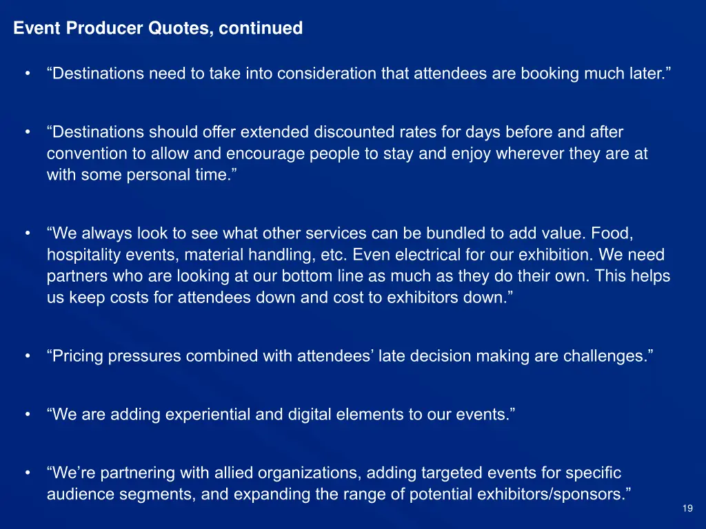 event producer quotes continued