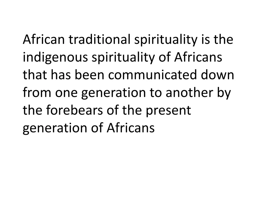 african traditional spirituality
