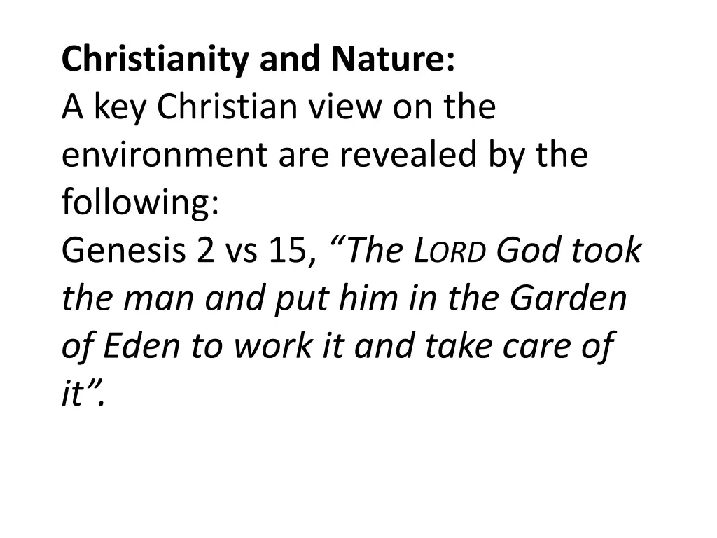 christianity and nature a key christian view