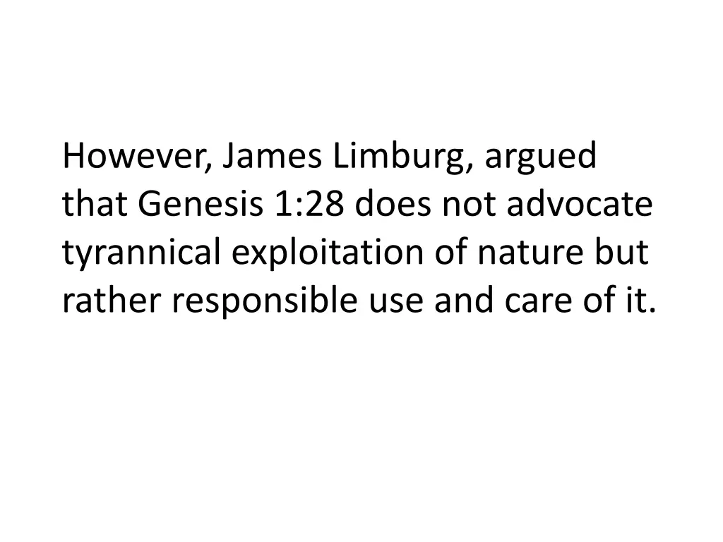 however james limburg argued that genesis
