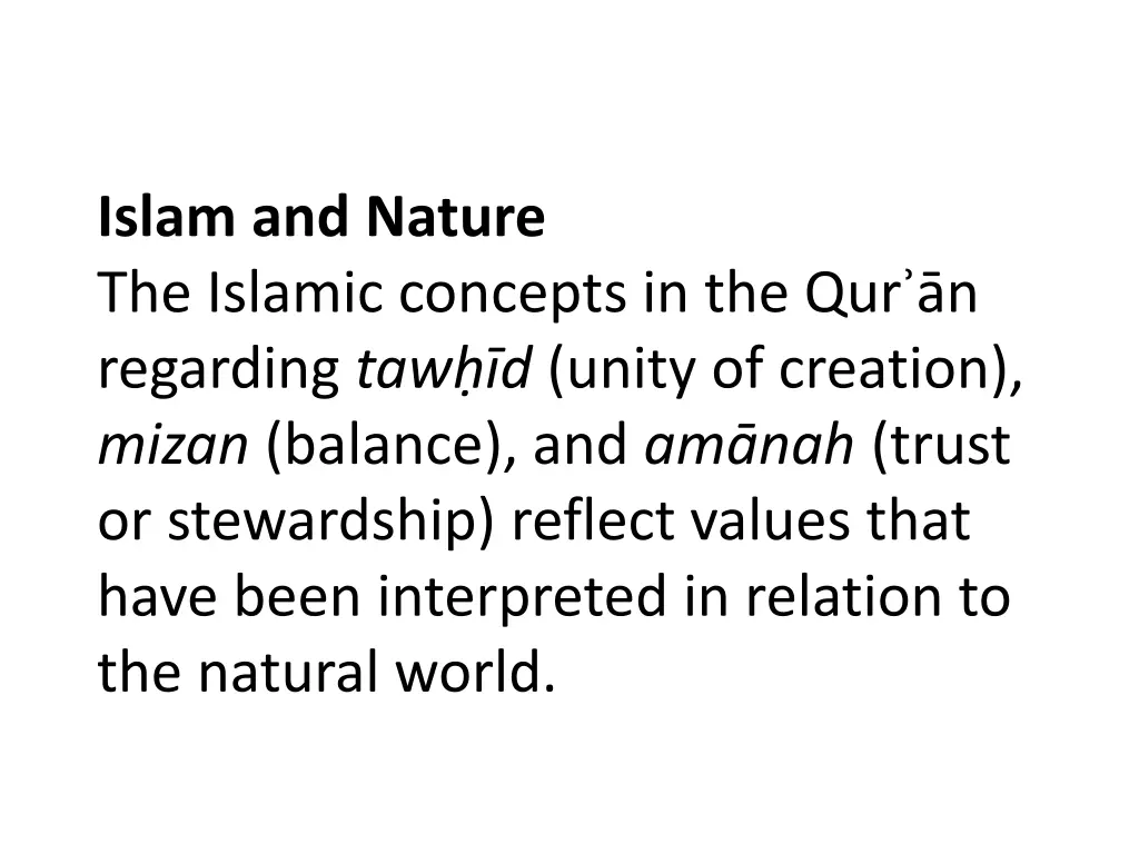 islam and nature the islamic concepts