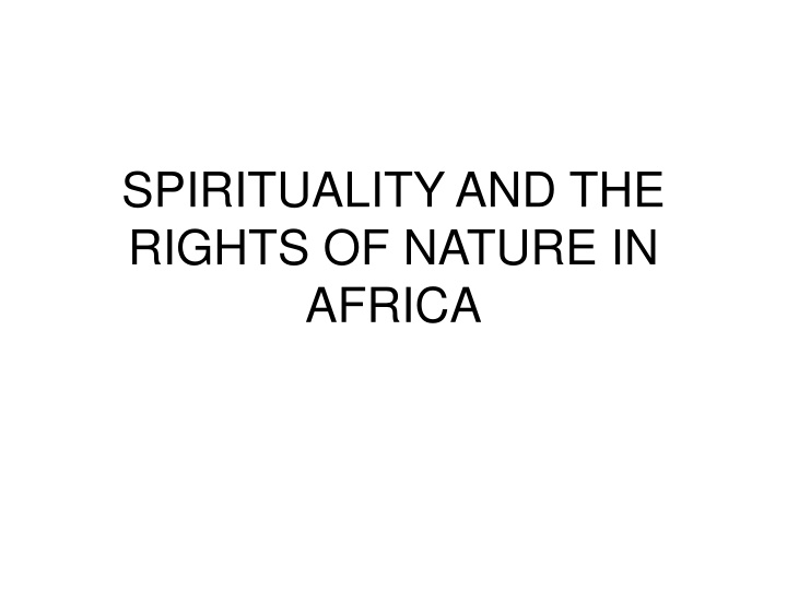 spirituality and the rights of nature in africa