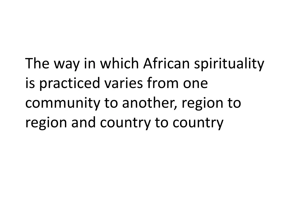 the way in which african spirituality