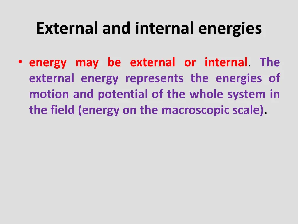 external and internal energies