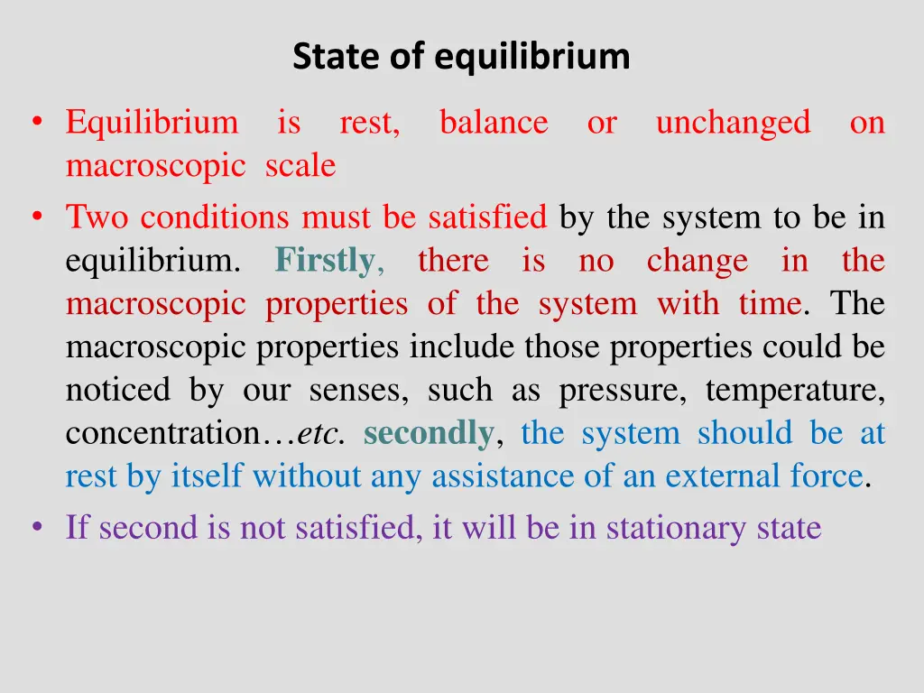 state of equilibrium
