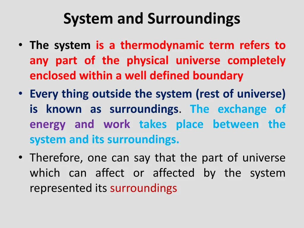 system and surroundings