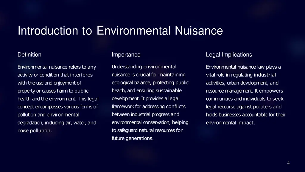introduction to environmental nuisance