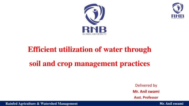 efficient utilization of water through