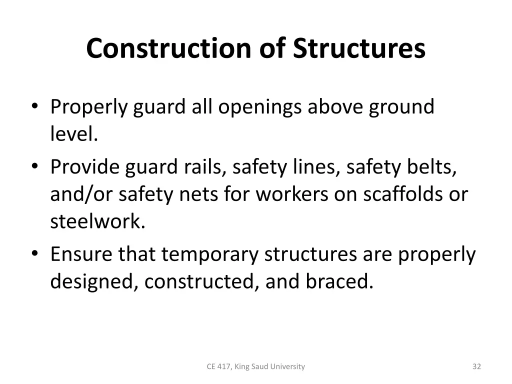 construction of structures