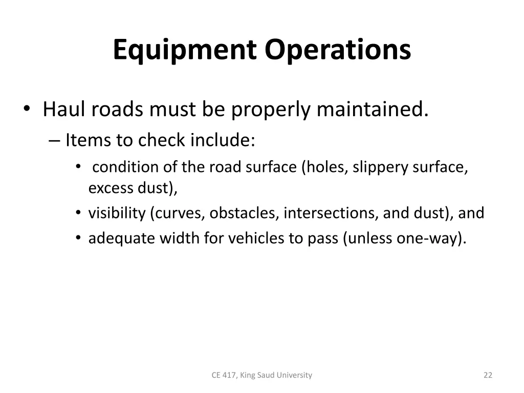 equipment operations 2