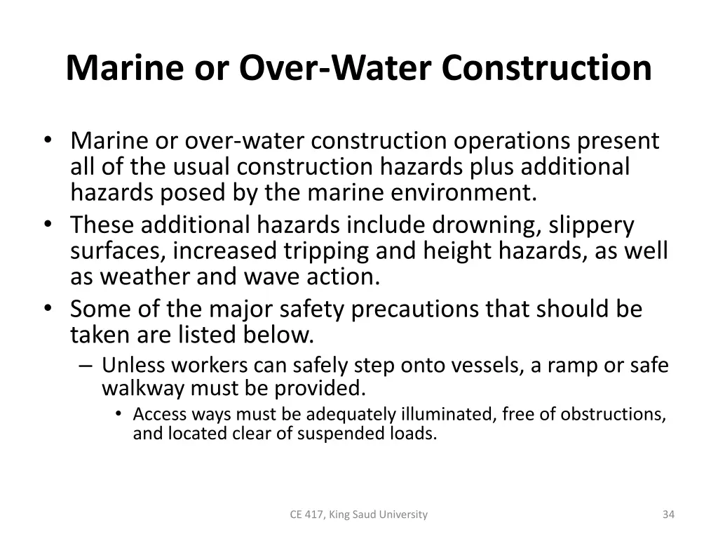 marine or over water construction