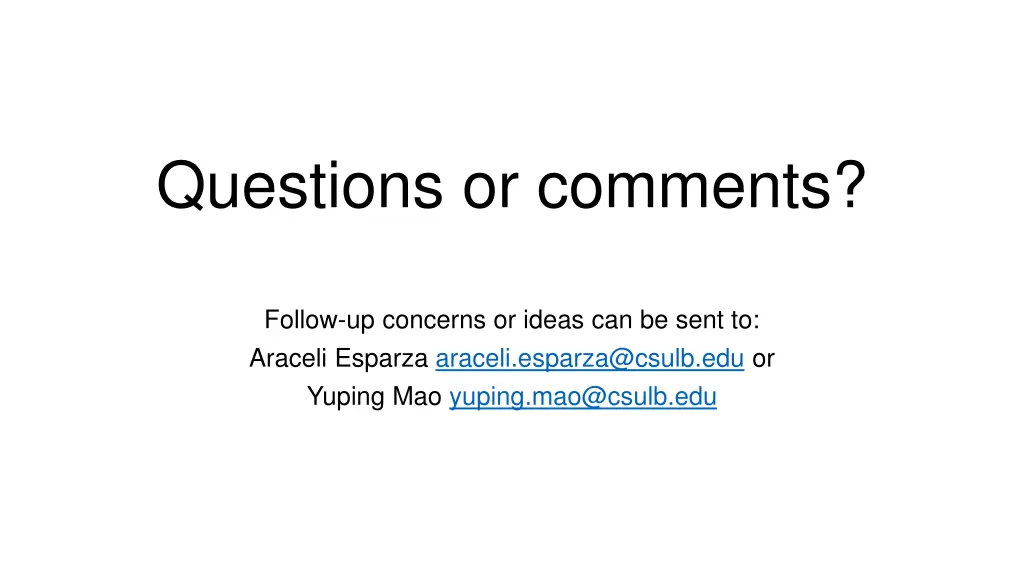 questions or comments