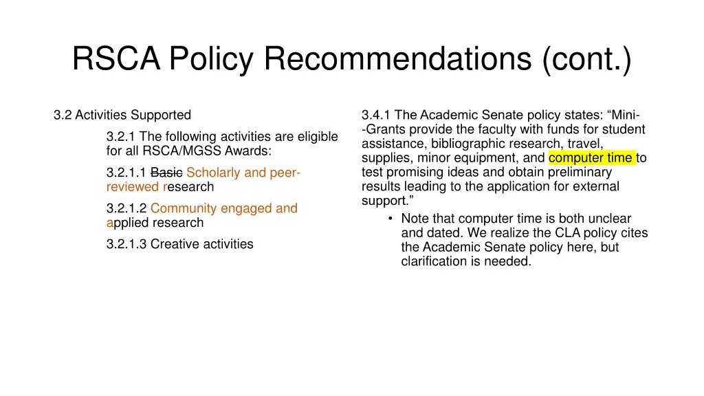 rsca policy recommendations cont