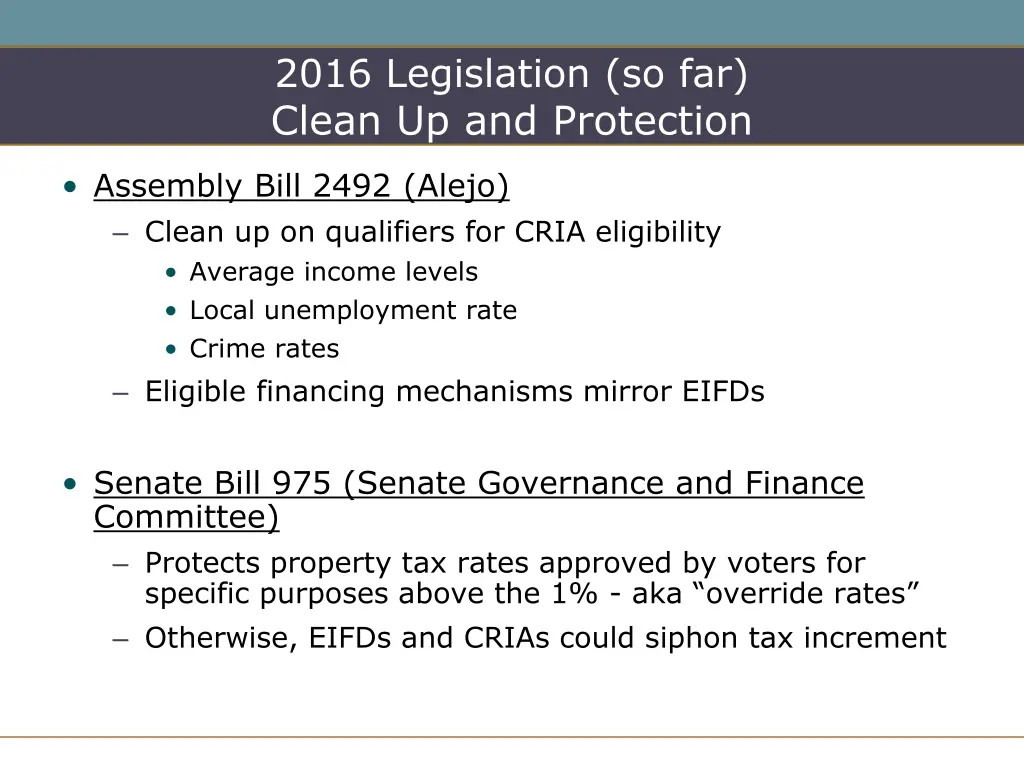 2016 legislation so far clean up and protection