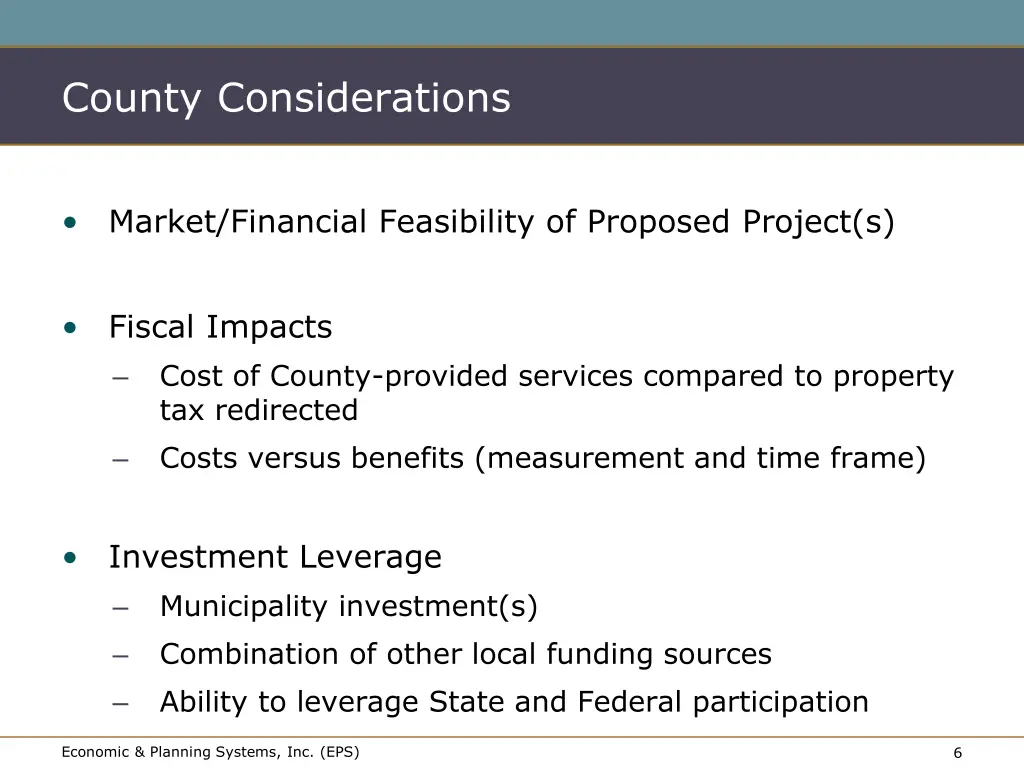 county considerations