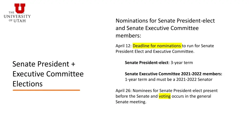 nominations for senate president elect and senate