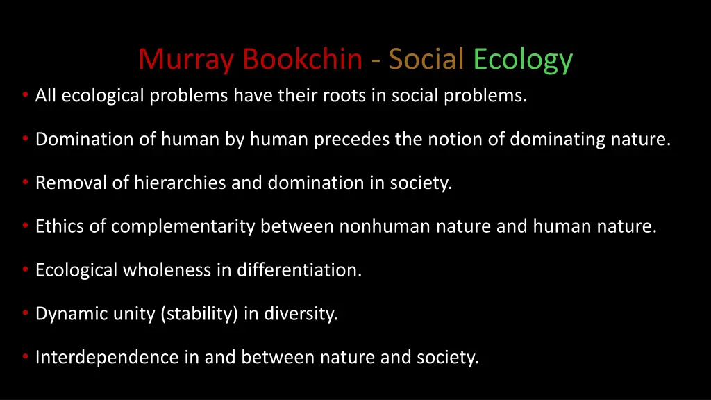 murray bookchin social ecology all ecological