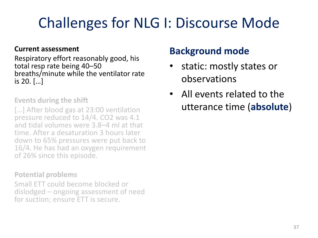 challenges for nlg i discourse mode