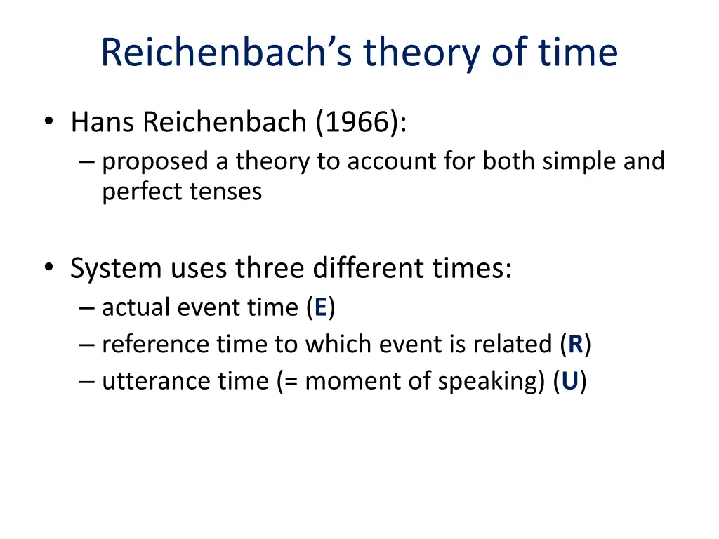 reichenbach s theory of time