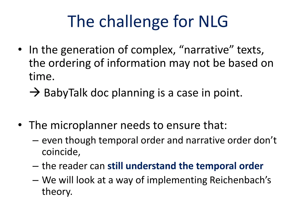 the challenge for nlg