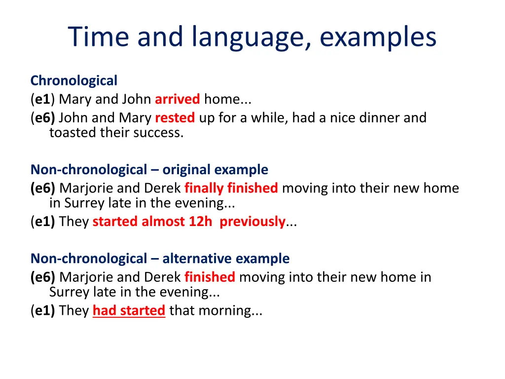 time and language examples