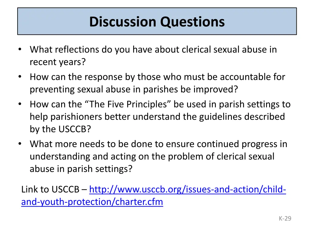discussion questions
