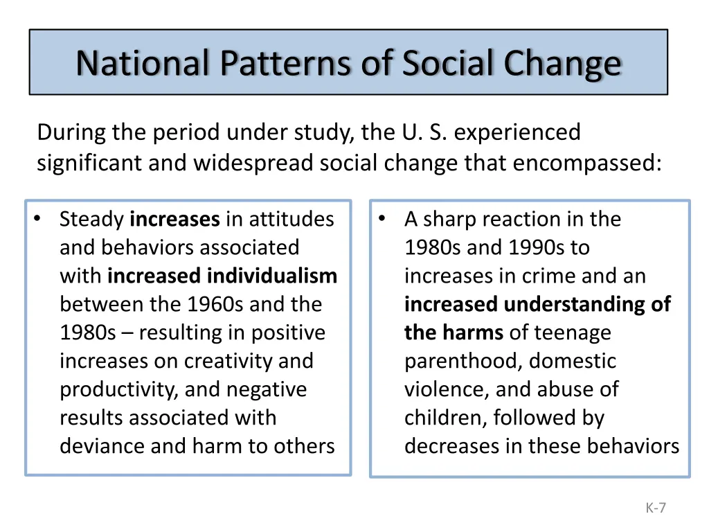national patterns of social change