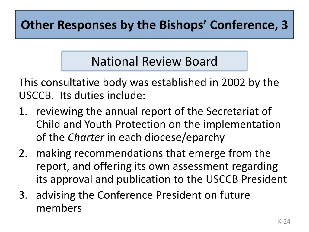 other responses by the bishops conference 3