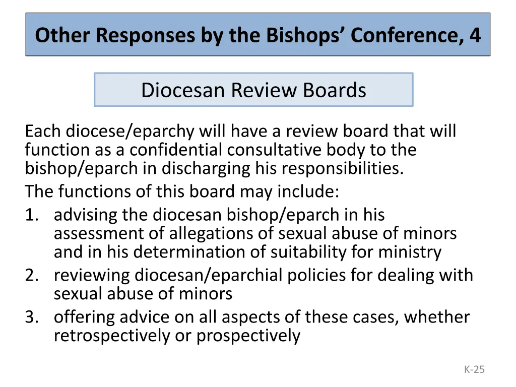 other responses by the bishops conference 4