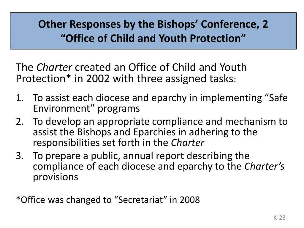 other responses by the bishops conference