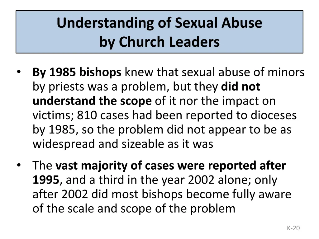 understanding of sexual abuse by church leaders