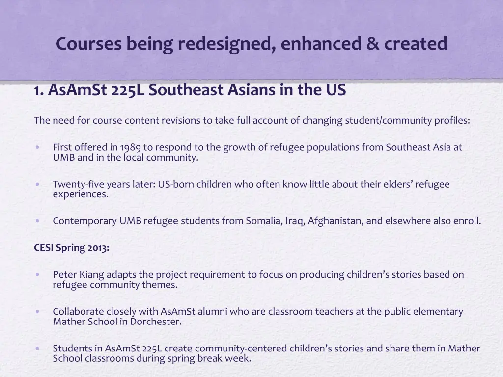 courses being redesigned enhanced created