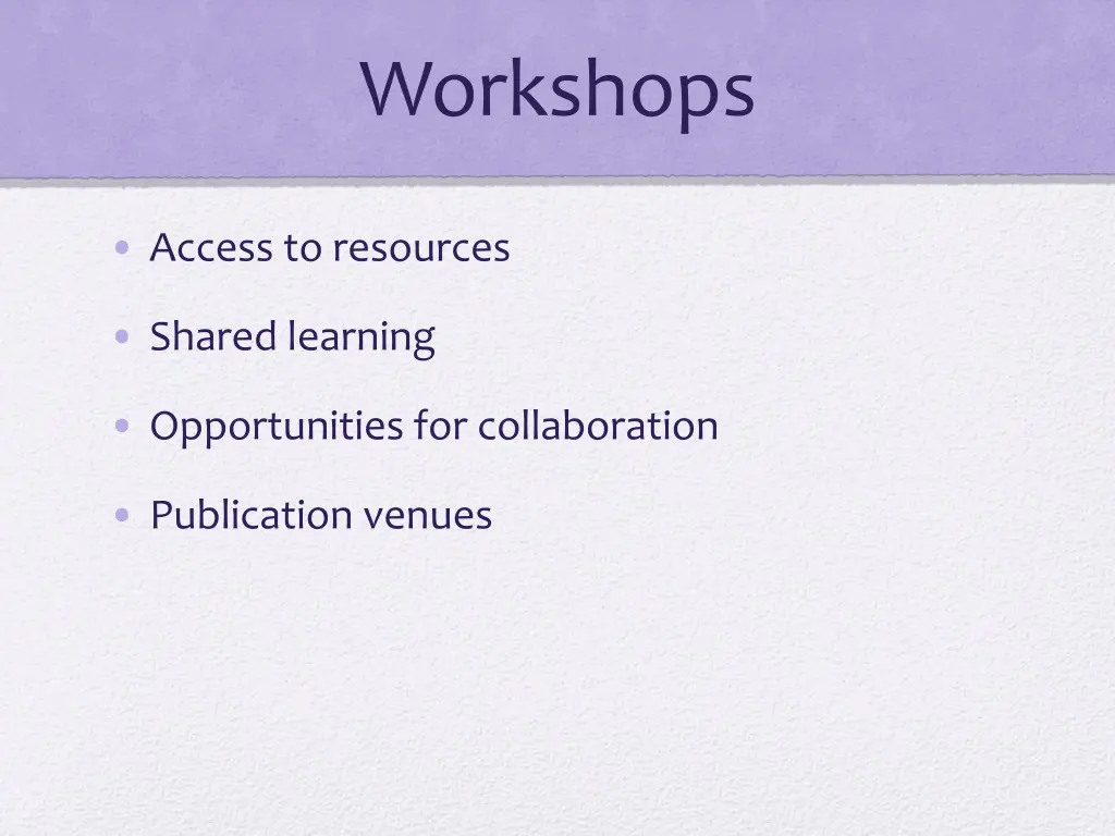 workshops