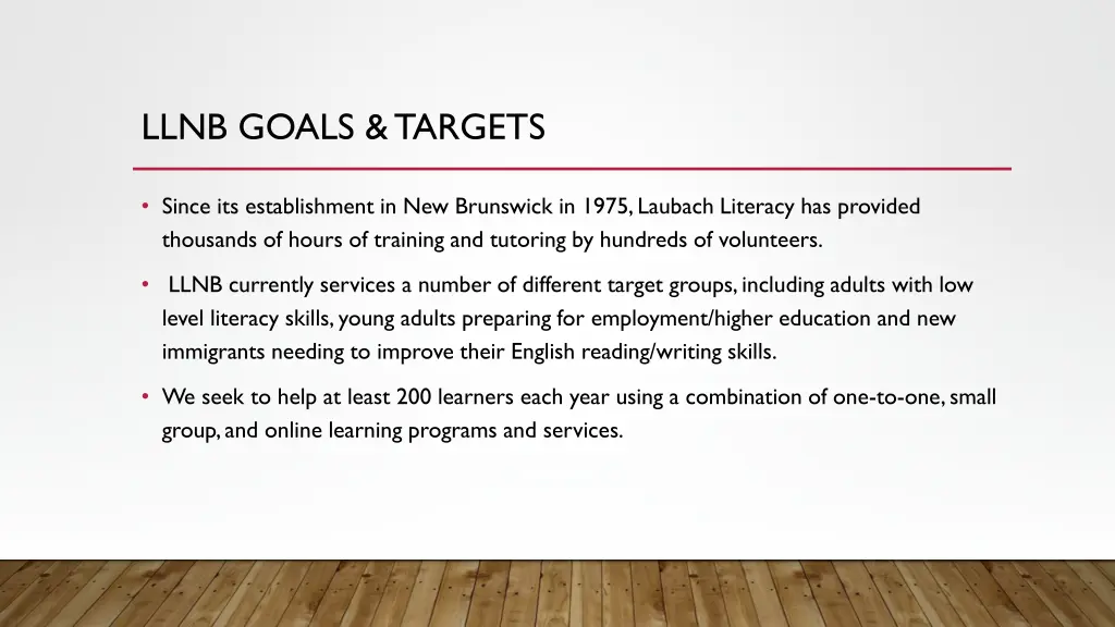 llnb goals targets