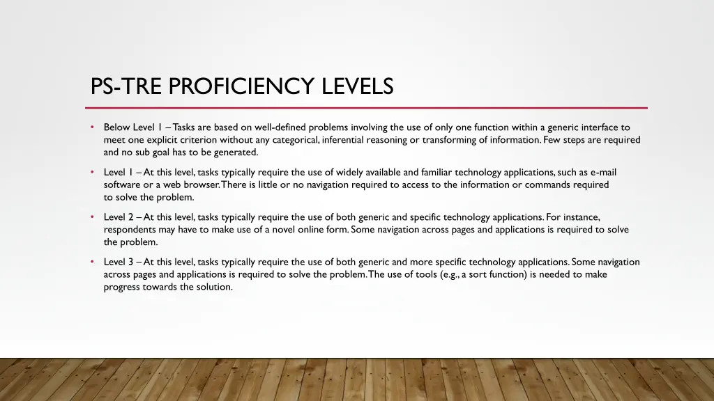 ps tre proficiency levels