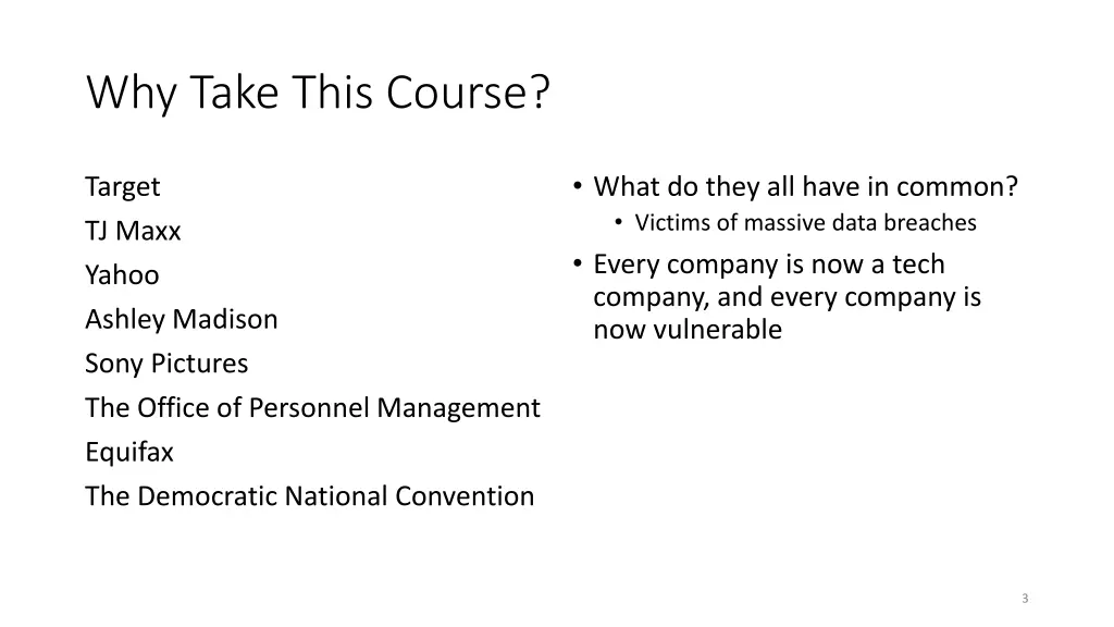 why take this course