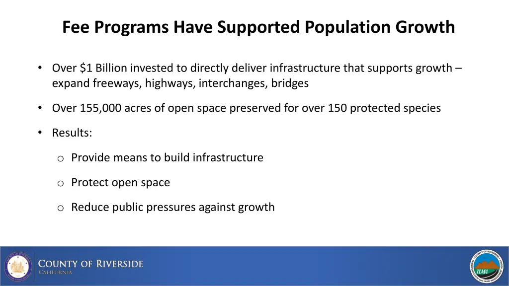 fee programs have supported population growth 1