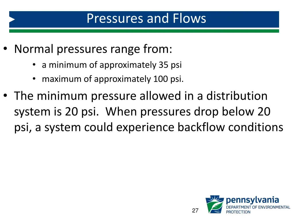 pressures and flows