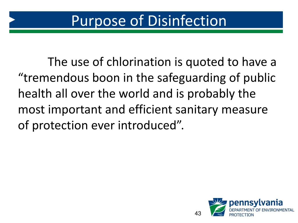 purpose of disinfection