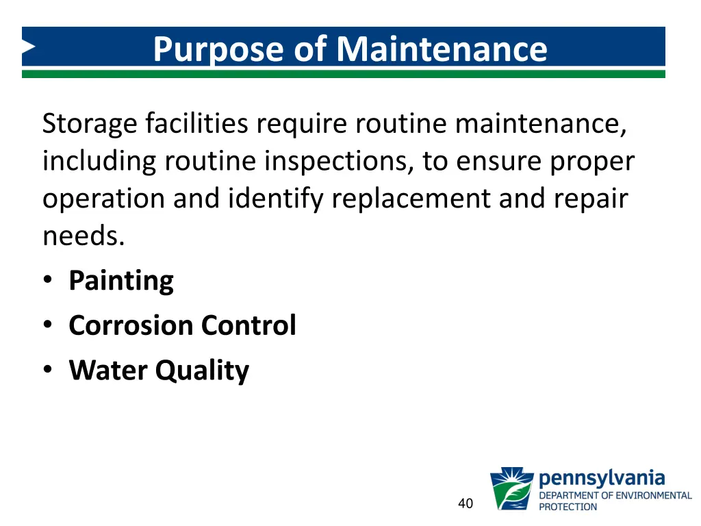 purpose of maintenance