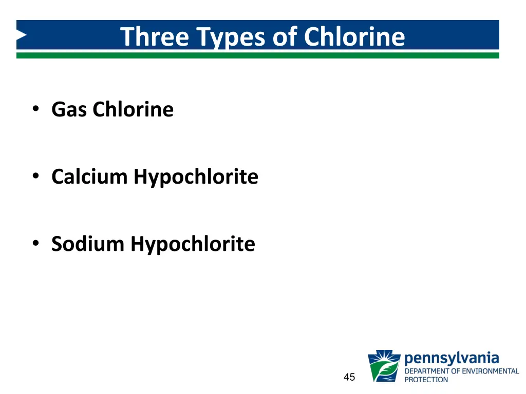 three types of chlorine