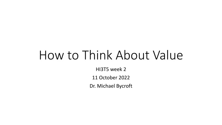 how to think about value