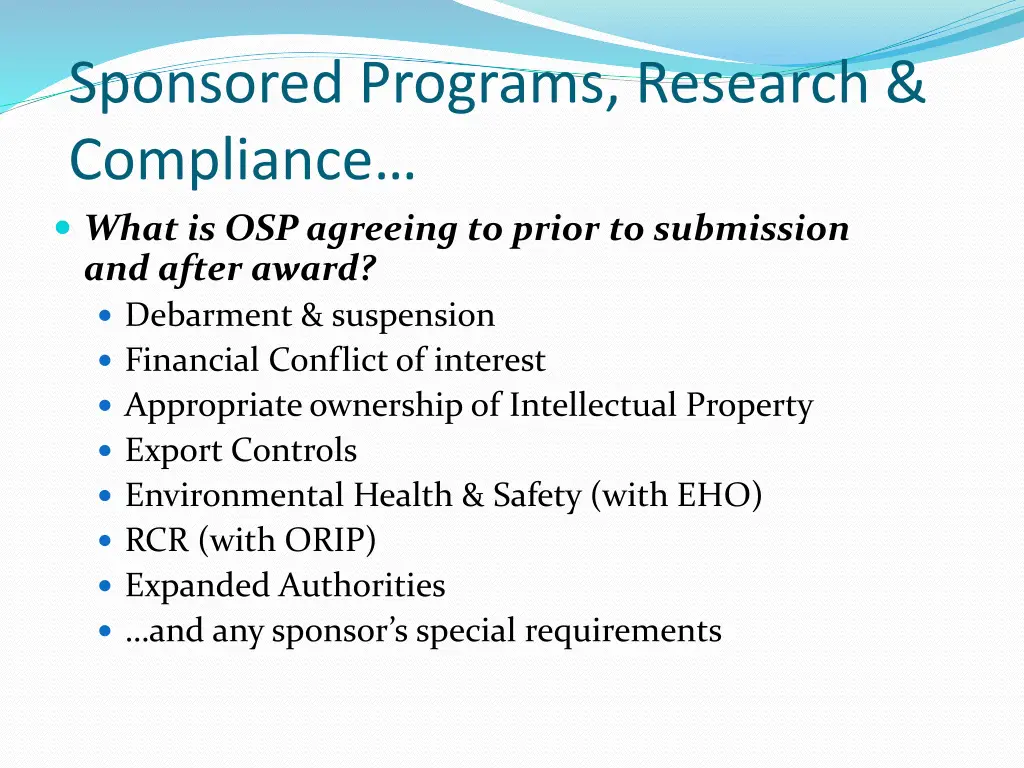 sponsored programs research compliance what