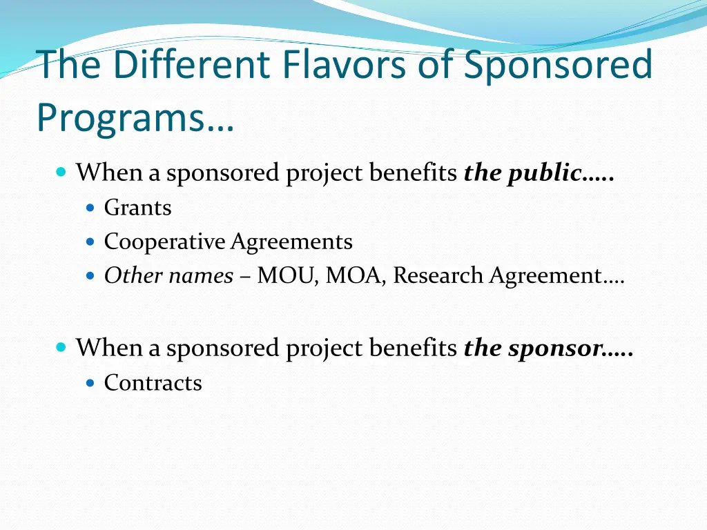 the different flavors of sponsored programs