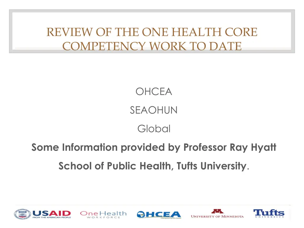 review of the one health core competency work
