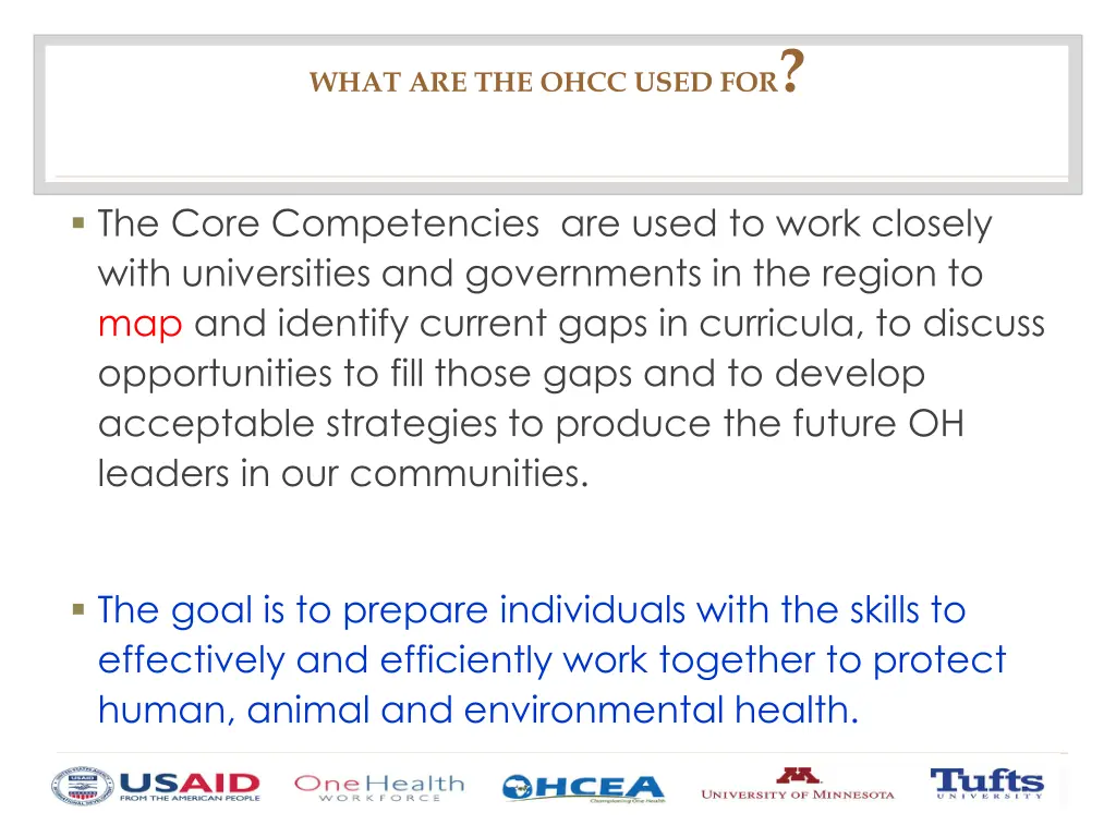 what are the ohcc used for