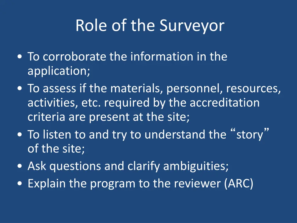 role of the surveyor